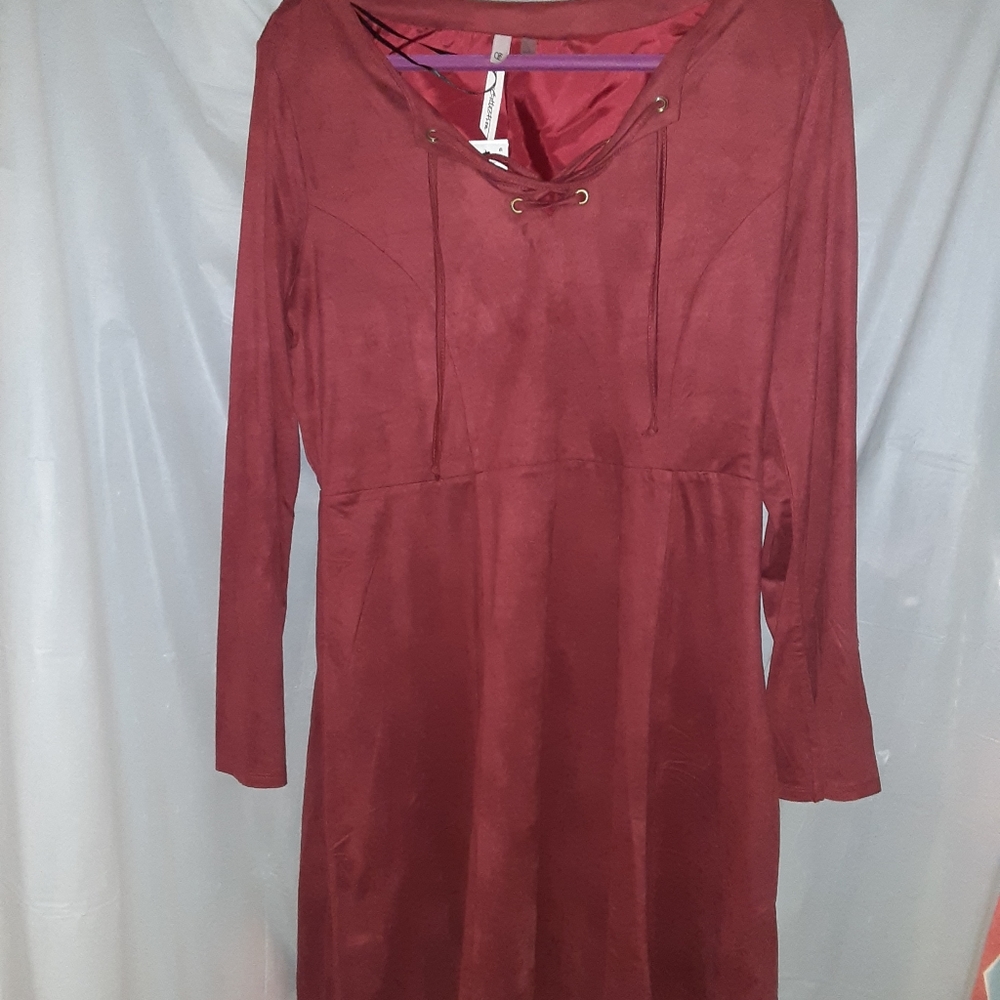 Suede like rust color dress new with tags l